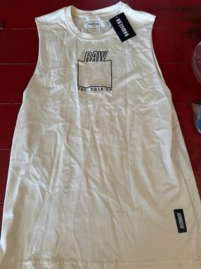 RAWGER Men’s cream/yellow Graphic sleeveless tee medium NWT